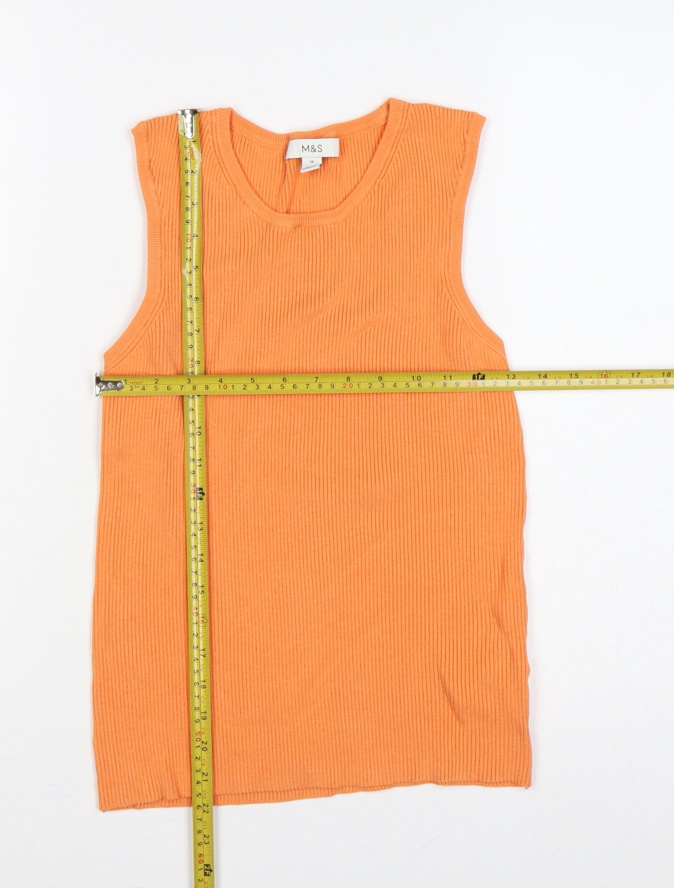 Marks and Spencer Women Orange UK 16 Ribbed Knit Camisole Tank Top