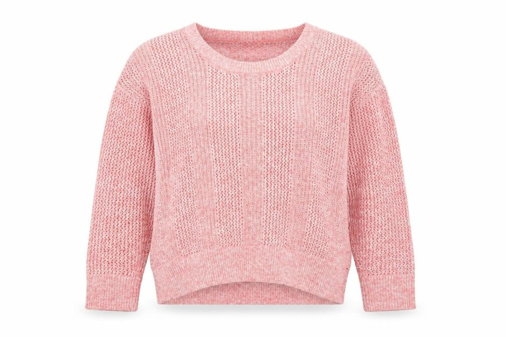 Gap Women Pink L Open Knit Crew Neck Long Sleeve Pullover Jumper