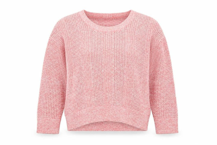 Gap Women Pink L Open Knit Crew Neck Long Sleeve Pullover Jumper