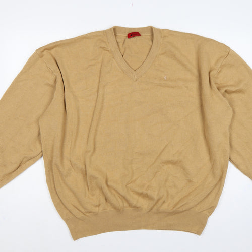 Fabicci Men’s Beige 3XL V-Neck Wool Blend Pullover Jumper