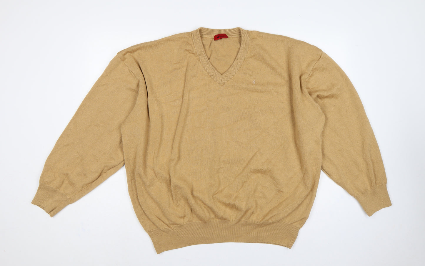 Fabicci Men’s Beige 3XL V-Neck Wool Blend Pullover Jumper