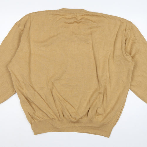 Fabicci Men’s Beige 3XL V-Neck Wool Blend Pullover Jumper