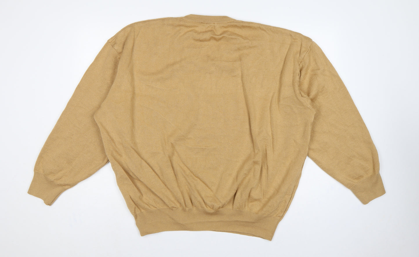 Fabicci Men’s Beige 3XL V-Neck Wool Blend Pullover Jumper