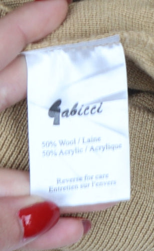 Fabicci Men’s Beige 3XL V-Neck Wool Blend Pullover Jumper