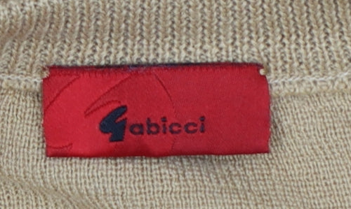 Fabicci Men’s Beige 3XL V-Neck Wool Blend Pullover Jumper