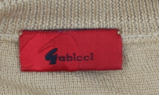 Fabicci Men’s Beige 3XL V-Neck Wool Blend Pullover Jumper