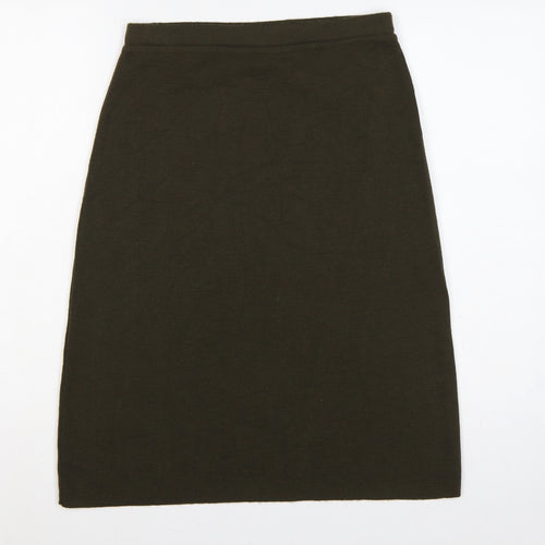 St Michael Women Brown UK 12 Wool Blend Knit Pencil Knee Skirt