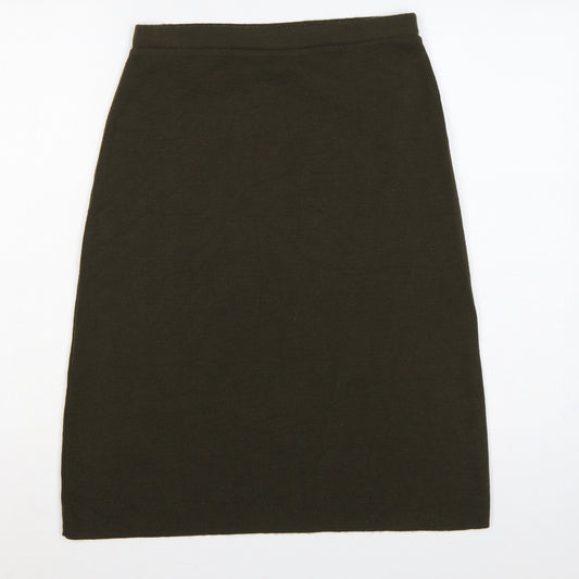 St Michael Women Brown UK 12 Wool Blend Knit Pencil Knee Skirt