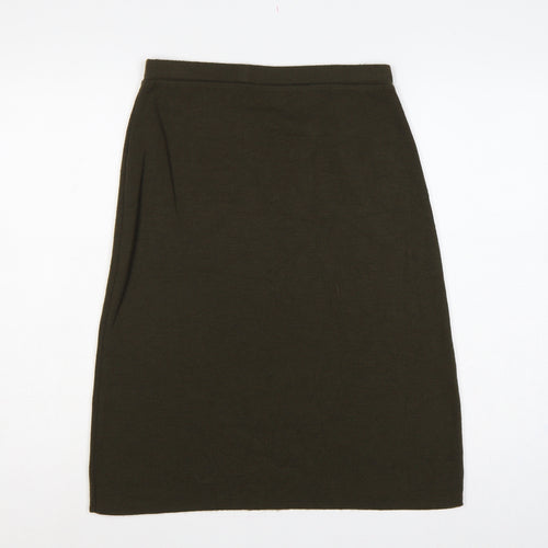 St Michael Women Brown UK 12 Wool Blend Knit Pencil Knee Skirt