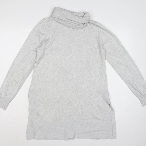 Cavus Women Grey S Roll Neck Long Sleeve Knit Tunic Jumper
