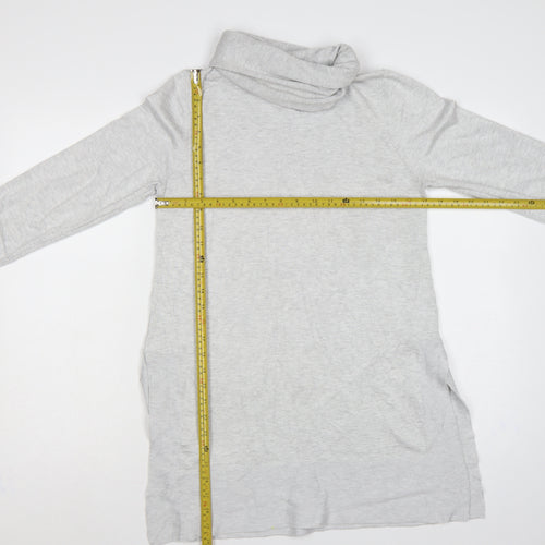 Cavus Women Grey S Roll Neck Long Sleeve Knit Tunic Jumper