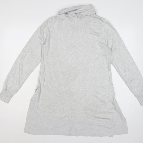Cavus Women Grey S Roll Neck Long Sleeve Knit Tunic Jumper