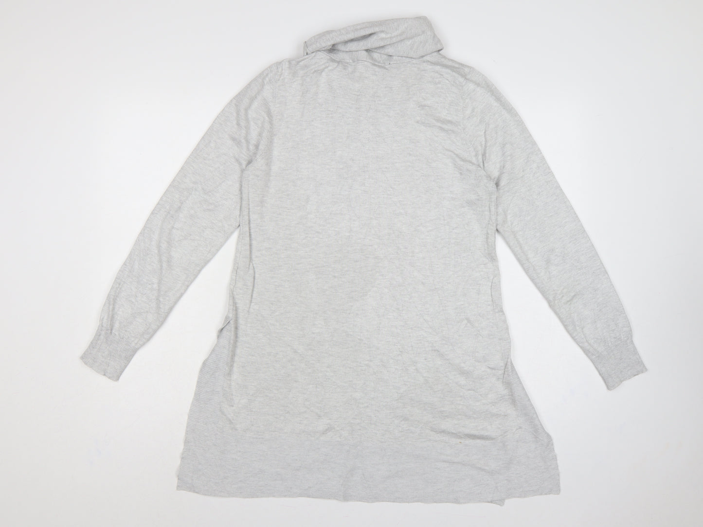 Cavus Women Grey S Roll Neck Long Sleeve Knit Tunic Jumper