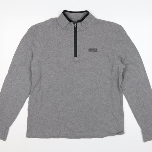 Barbour International Men’s Grey L 1/4 Zip Logo Sweatshirt