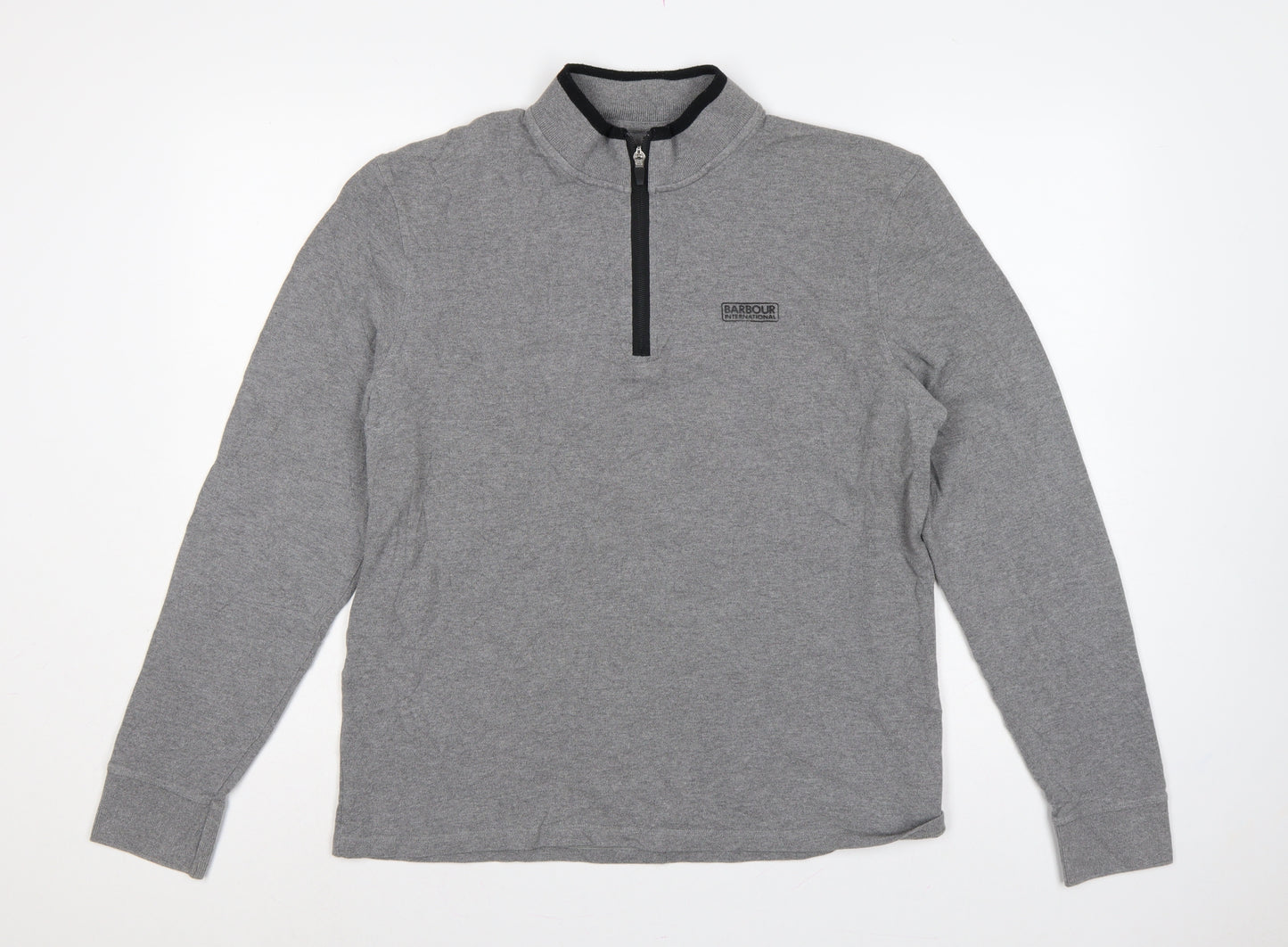 Barbour International Men’s Grey L 1/4 Zip Logo Sweatshirt