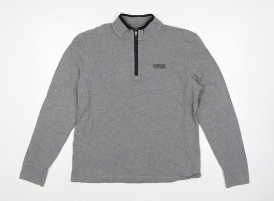 Barbour International Men’s Grey L 1/4 Zip Logo Sweatshirt