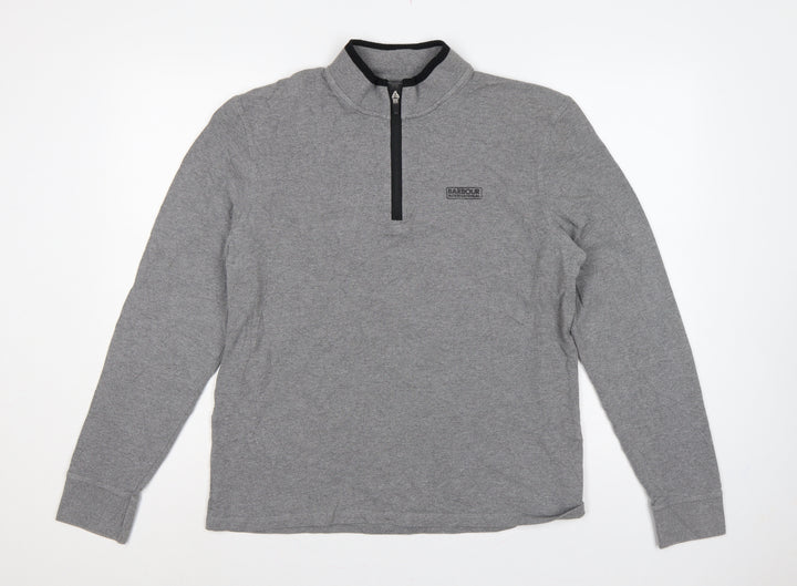 Barbour International Men’s Grey L 1/4 Zip Logo Sweatshirt
