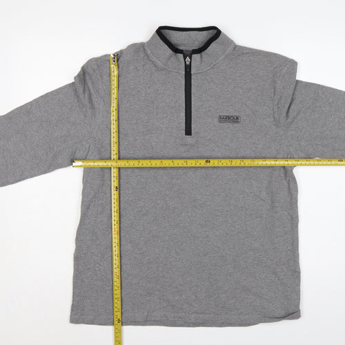 Barbour International Men’s Grey L 1/4 Zip Logo Sweatshirt