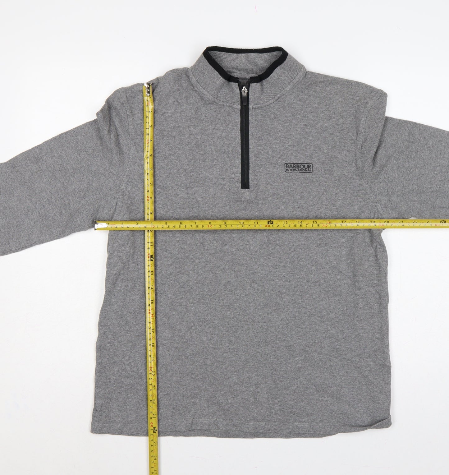 Barbour International Men’s Grey L 1/4 Zip Logo Sweatshirt