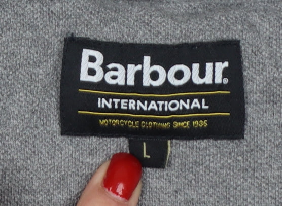 Barbour International Men’s Grey L 1/4 Zip Logo Sweatshirt