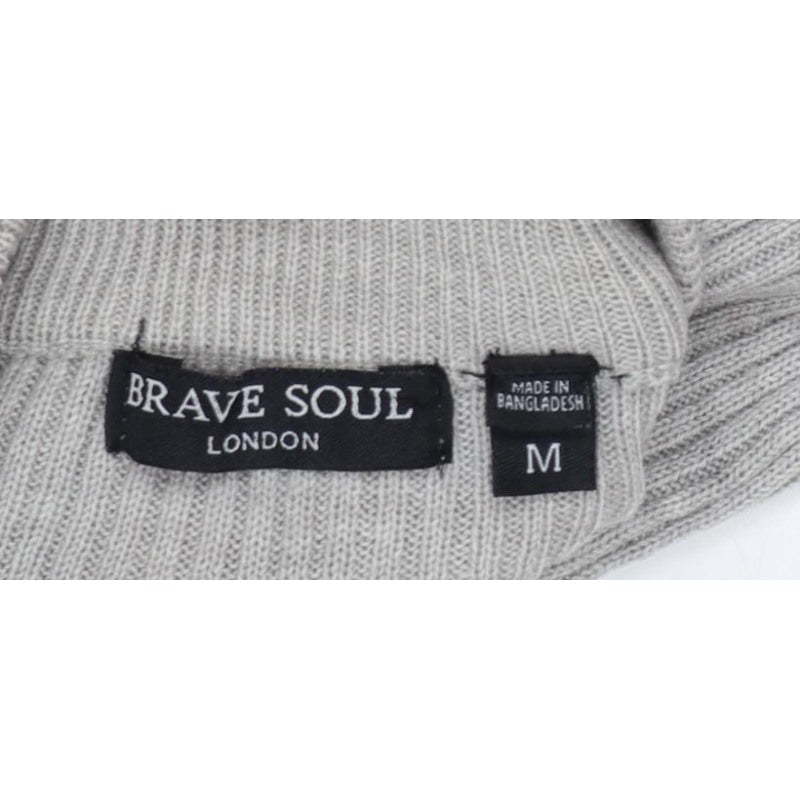 Brave Soul Women Grey M Ribbed High Neck Slim Fit Pullover Jumper