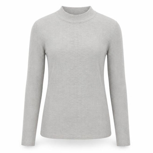 Brave Soul Women Grey M Ribbed High Neck Slim Fit Pullover Jumper