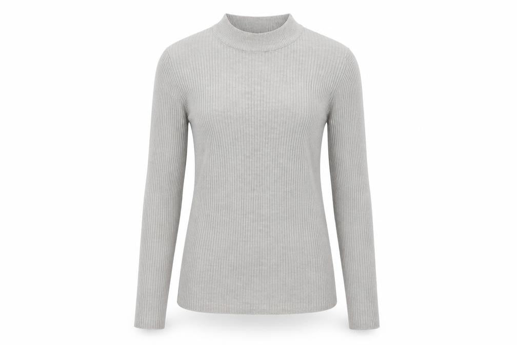 Brave Soul Women Grey M Ribbed High Neck Slim Fit Pullover Jumper