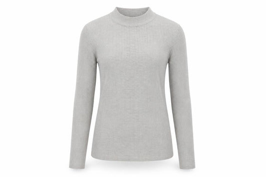 Brave Soul Women Grey M Ribbed High Neck Slim Fit Pullover Jumper