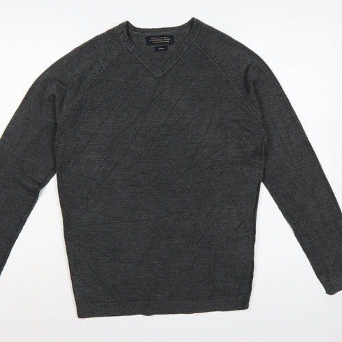 Twisted Soul Men’s Grey Small V-Neck Knit Pullover Jumper