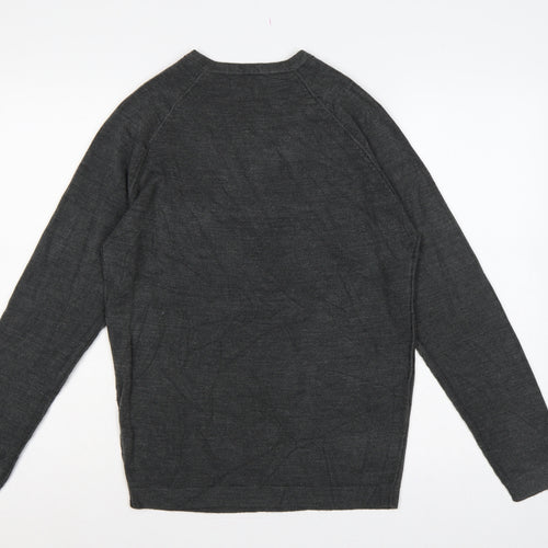 Twisted Soul Men’s Grey Small V-Neck Knit Pullover Jumper