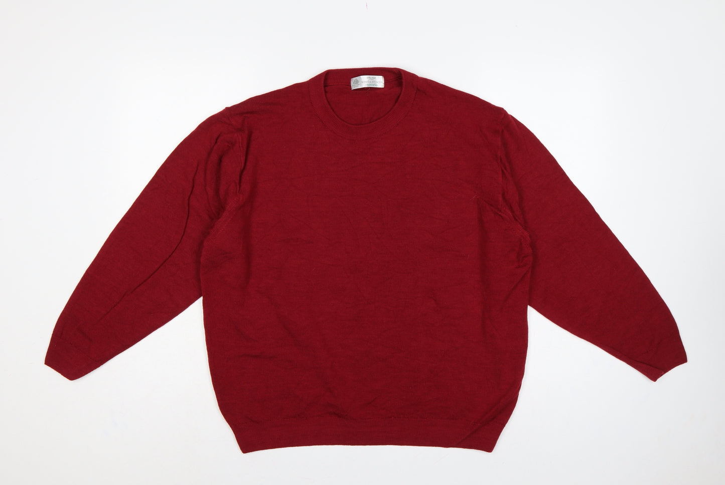 Marks and Spencer Men Red L Lambswool Crew Neck Pullover Jumper Vintage