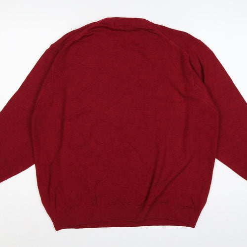 Marks and Spencer Men Red L Lambswool Crew Neck Pullover Jumper Vintage