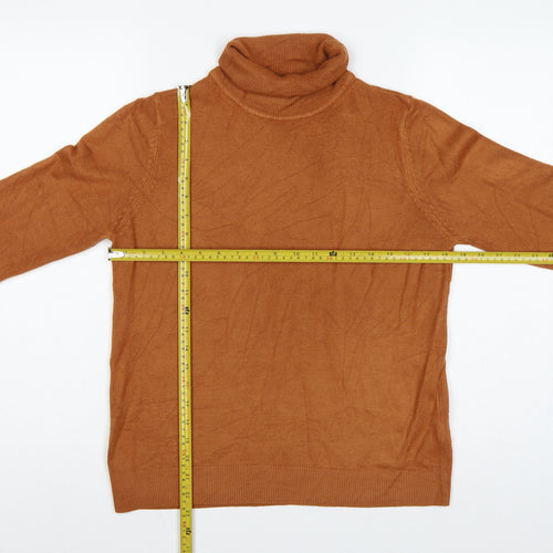 M&S Women Brown UK 14 Roll Neck Acrylic Knit Pullover Jumper