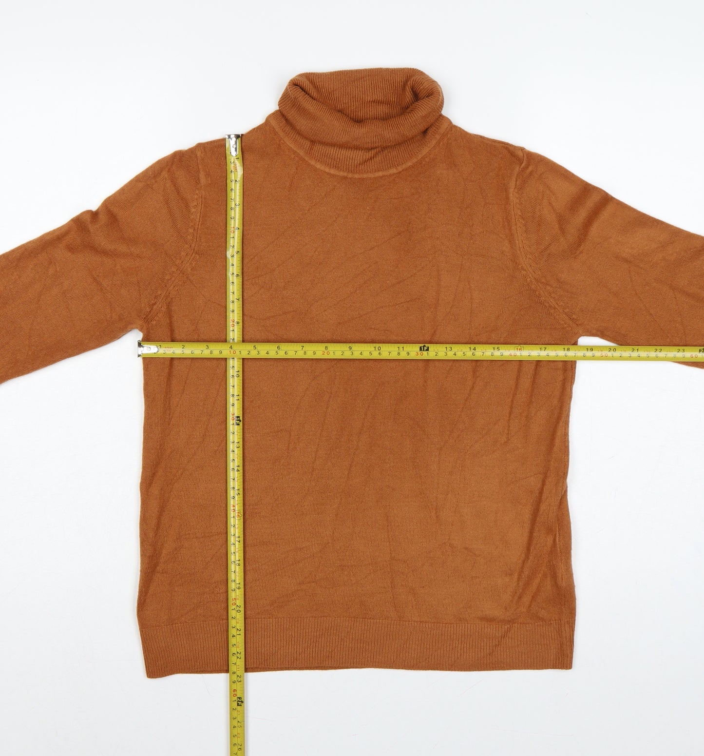 M&S Women Brown UK 14 Roll Neck Acrylic Knit Pullover Jumper