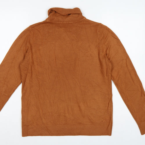 M&S Women Brown UK 14 Roll Neck Acrylic Knit Pullover Jumper