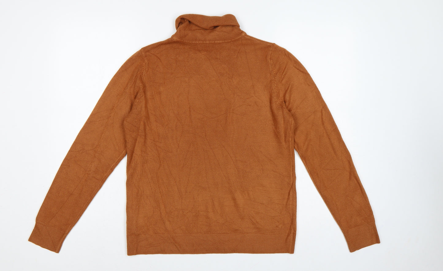 M&S Women Brown UK 14 Roll Neck Acrylic Knit Pullover Jumper