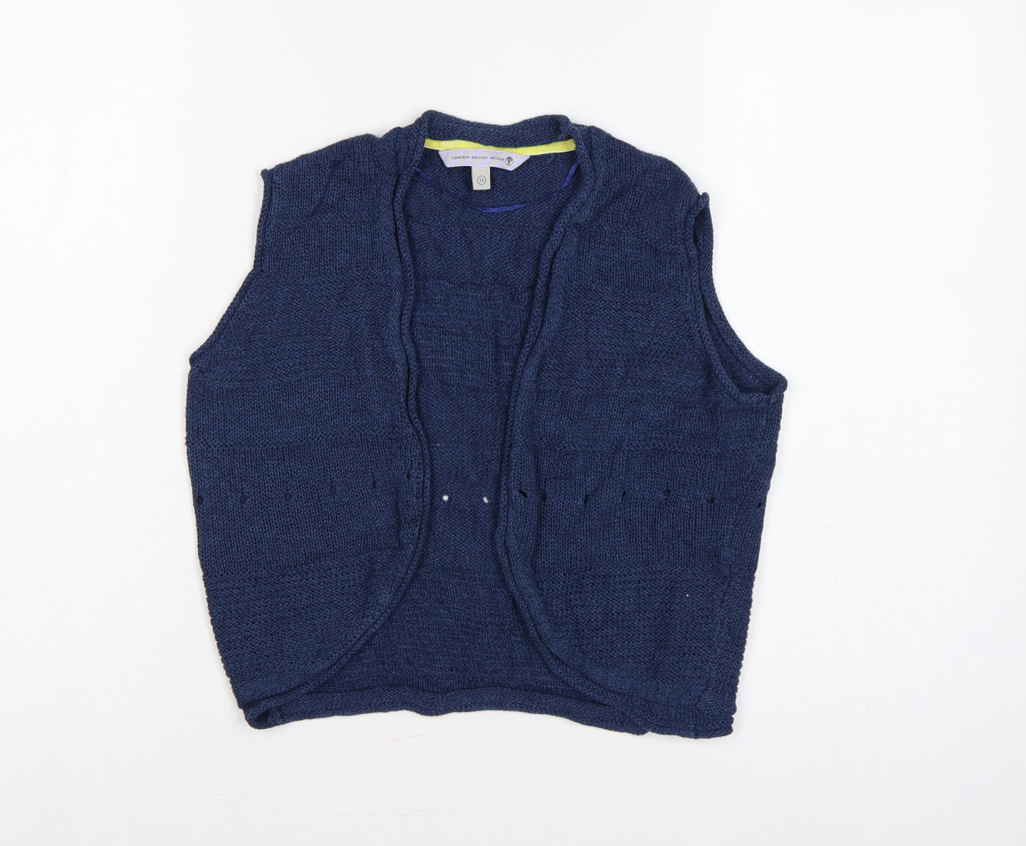 Fat Face Women’s Blue Size 14 Sleeveless V-Neck Knit Vest Jumper
