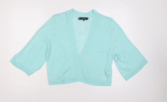 Principles Women Blue Size 14 Open Knit 3/4 Sleeve Cardigan