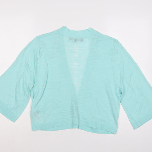 Principles Women Blue Size 14 Open Knit 3/4 Sleeve Cardigan