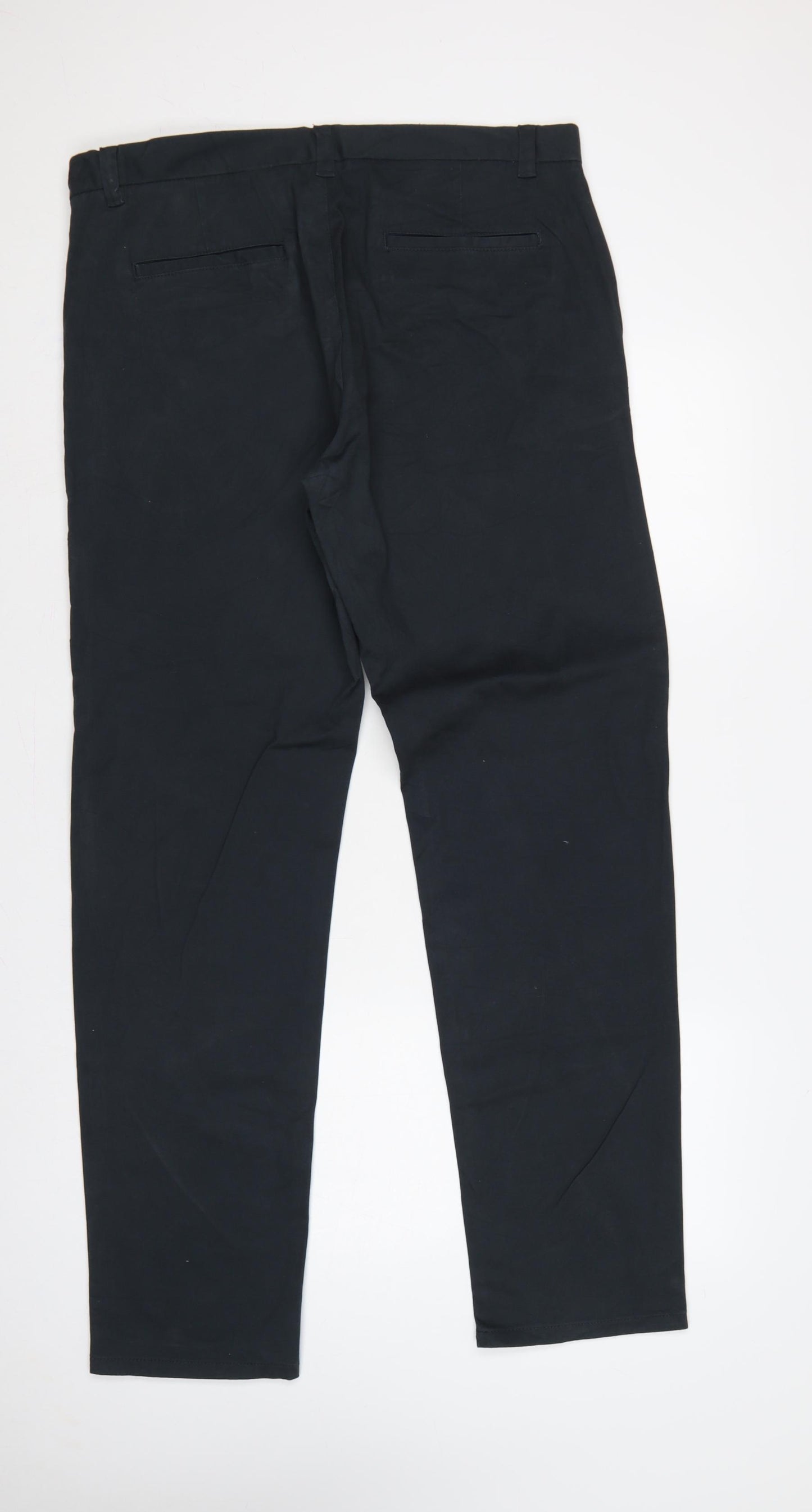 Next Men’s Black 36in Straight Fit Cotton Chino Trousers Long 33in