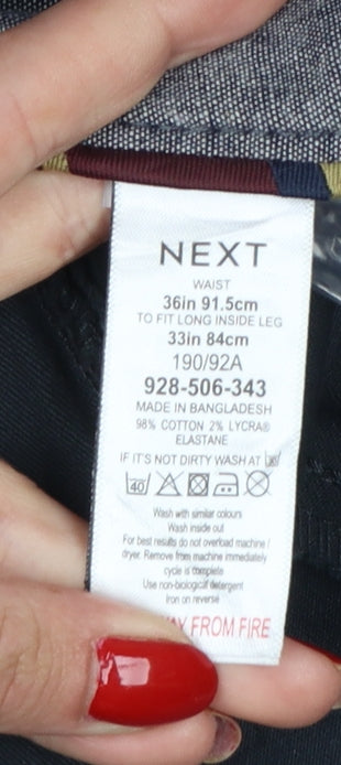 Next Men’s Black 36in Straight Fit Cotton Chino Trousers Long 33in