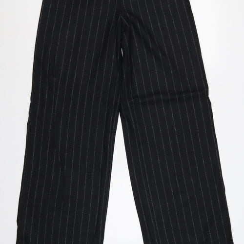 Per Una Women Black Pinstripe Tailored Dress Trousers Size 12L Tall