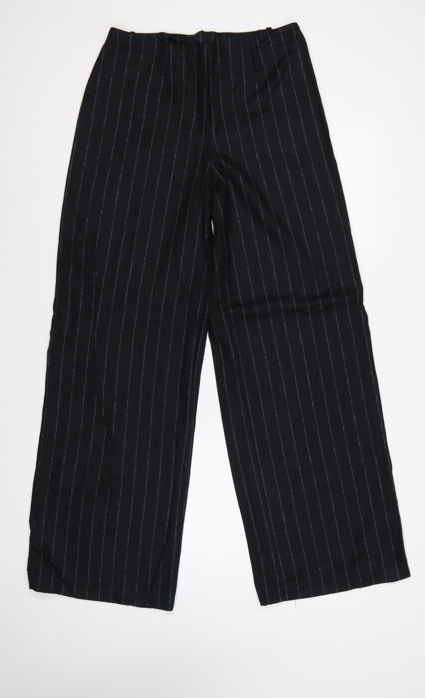 Per Una Women Black Pinstripe Tailored Dress Trousers Size 12L Tall