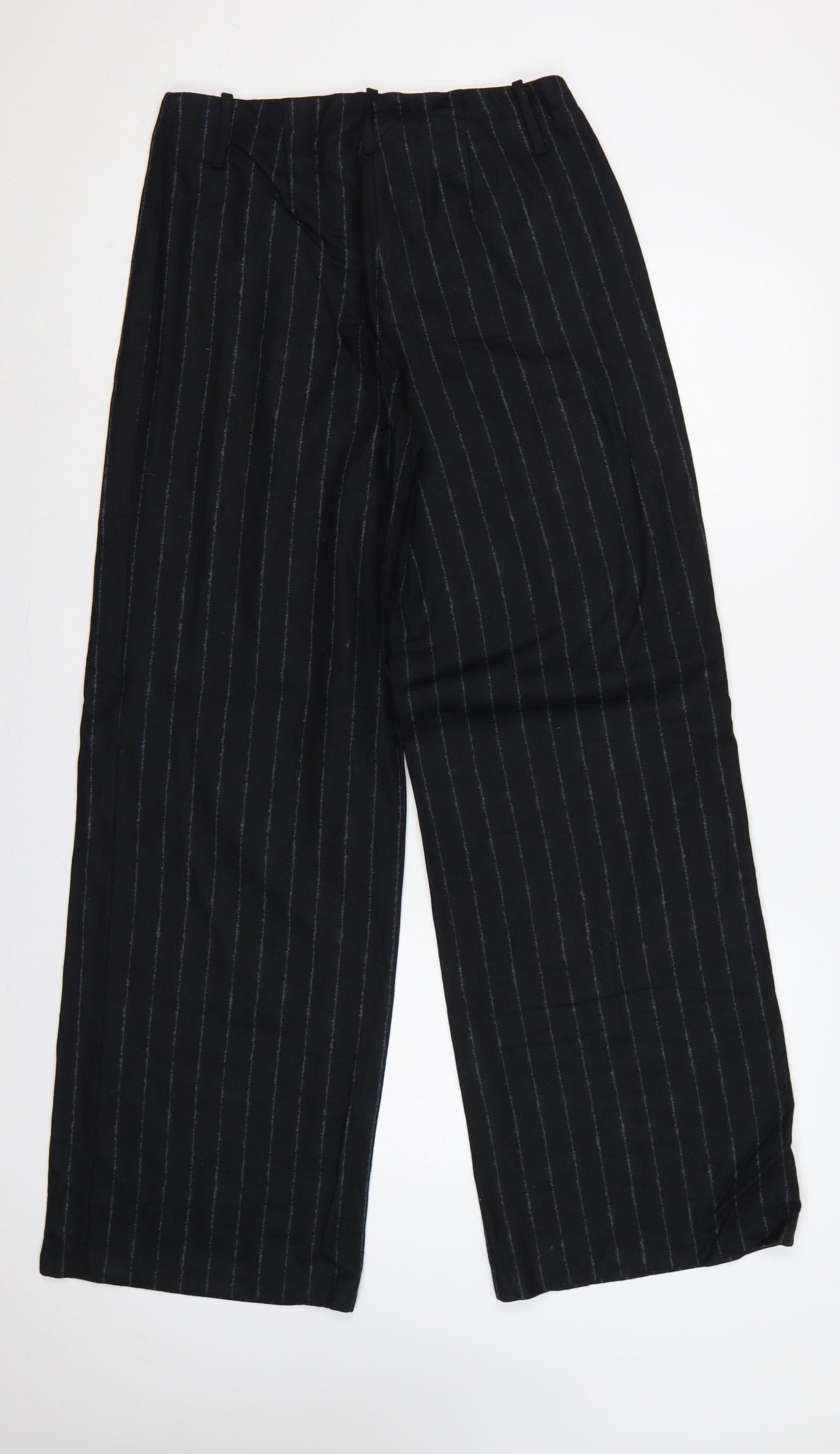 Per Una Women Black Pinstripe Tailored Dress Trousers Size 12L Tall
