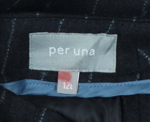 Per Una Women Black Pinstripe Tailored Dress Trousers Size 12L Tall
