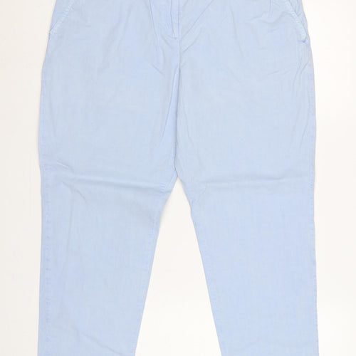 M&S Women’s Light Blue Size 14 Short Tapered Cotton Chino Trousers