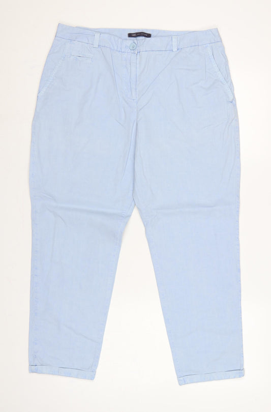 M&S Women’s Light Blue Size 14 Short Tapered Cotton Chino Trousers