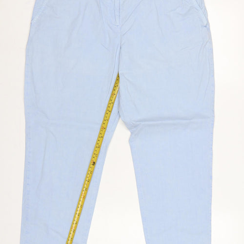 M&S Women’s Light Blue Size 14 Short Tapered Cotton Chino Trousers