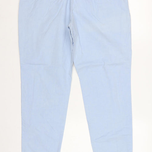 M&S Women’s Light Blue Size 14 Short Tapered Cotton Chino Trousers