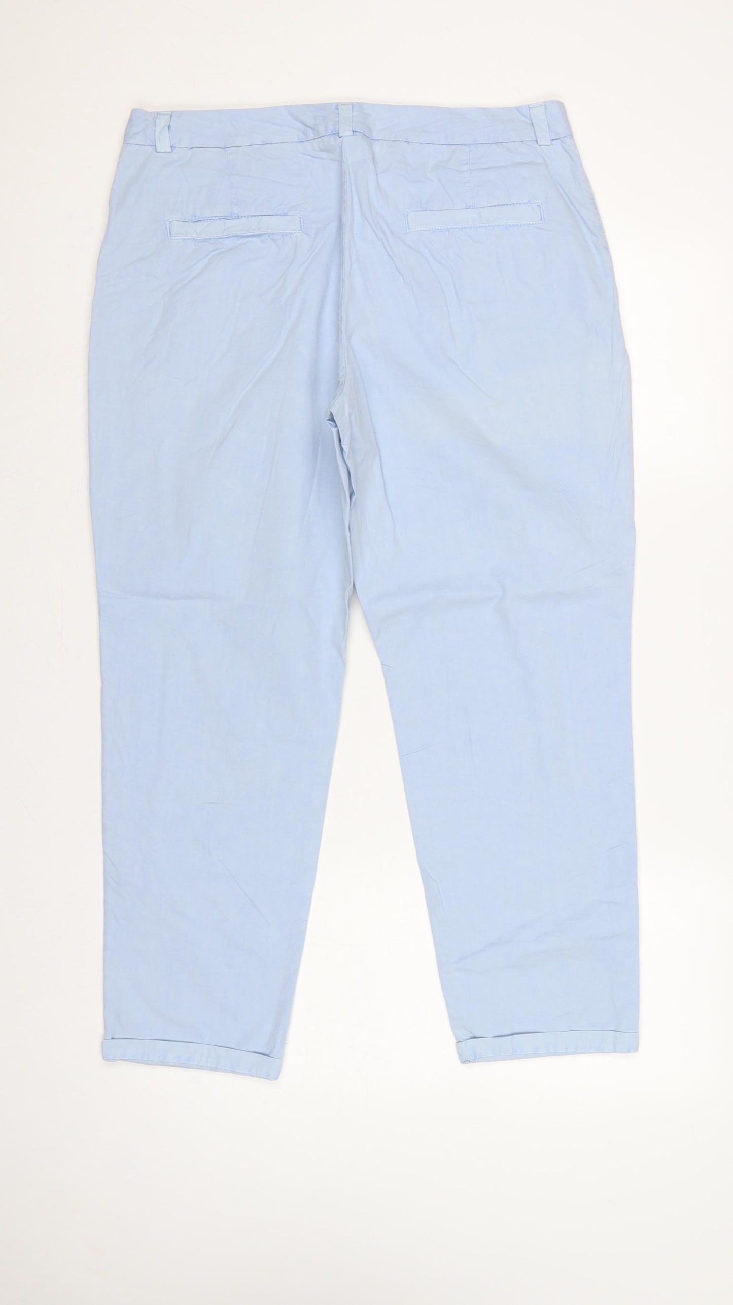 M&S Women’s Light Blue Size 14 Short Tapered Cotton Chino Trousers
